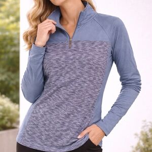 Columbia Women's Blue Quarter-Zip Top Hiking Activewear 1X 2X